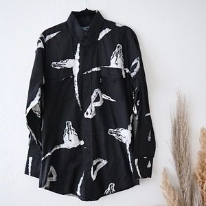 Brooks & Dunn Black and White Skull Button Up